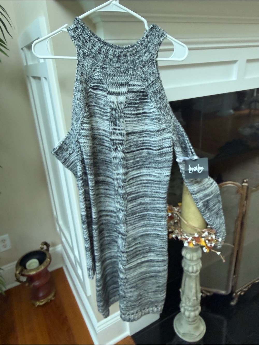Grey Marled Cold Shoulder Knit Dress
